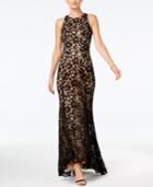 Vince Camuto Sequined Lace Godet-pleat Gown