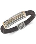 Esquire Men's Jewelry Diamond Brown Woven Leather Bracelet (1/4 Ct. T.w.), Created For Macy's