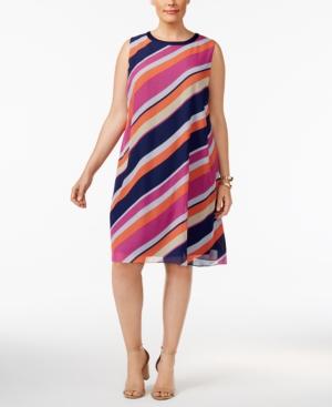 Sl Fashions Plus Size Striped Shift Dress