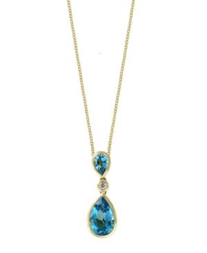 Effy Blue Topaz (2 7/8 Ct.t.w.) And Diamond Accent Pendant In 14k Gold
