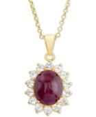 Ruby (3 Ct. T.w.) & White Topaz (5/8 Ct. T.w.) 18 Pendant Necklace In 14k Gold-plated Sterling Silver