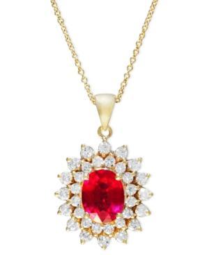 Royalty Inspired By Effy Ruby (1-9/10 Ct. T.w.) And Diamond (1 Ct. T.w.) Oval Pendant In 14k Gold
