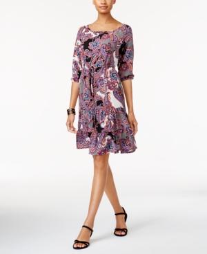 Ny Collection Petite Printed Peasant Dress