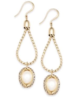 Charter Club Gold-tone Imitation Pearl Twisted Linear Earrings, Created For Macy's