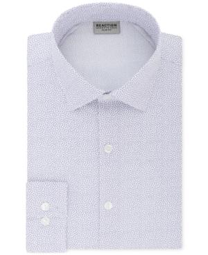 Kenneth Cole Reaction Men's Techni-cole Slim-fit Three-way Stretch Performance Purple Pattern Dress Shirt