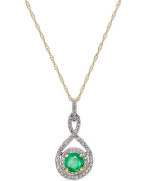 Sapphire (1/2 Ct. T.w.) And Diamond (1/4 Ct. T.w.) 18 Necklace In 14k White Gold (also In Emerald And Ruby)