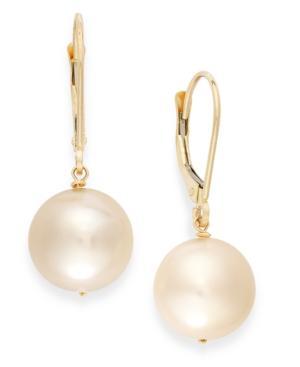 Cultured Freshwater Pearl Earrings In 14k Gold (10mm)