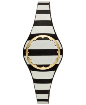 Kate Spade New York Women's Black And Cream Stripe Polyurethane Scalloped Activity Tracker 26mm Ksa31207
