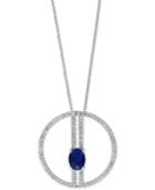 Effy Sapphire (1-3/8 Ct. T.w.) And Diamond (1 Ct. T.w.) Pendant Necklace In 14k White Gold