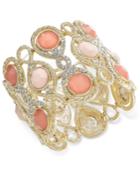Inc International Concepts Gold-tone Large Stone And Pave Filigree Stretch Bracelet, Only At Macy's