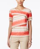 Alfred Dunner Petite Tiered Embellished Printed Top