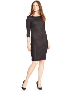American Living Three-quarter-sleeve Striped Dress