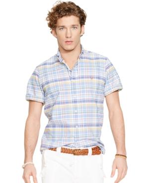 Polo Ralph Lauren Men's Short-sleeved Plaid Oxford Shirt