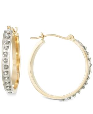 Diamond Accent Small Hoop Earrings In 14k Gold