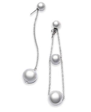 Inc International Concepts Silver-tone Chain & Bead Mismatch Drop Earrings, Created For Macy's