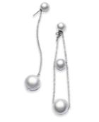 Inc International Concepts Silver-tone Chain & Bead Mismatch Drop Earrings, Created For Macy's