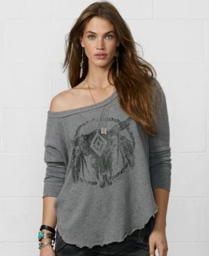 Denim & Supply Ralph Lauren Top, Long-sleeve Graphic Sweatshirt