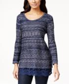 Style & Co. Petite Lace-hem Marled Sweater, Only At Macy's
