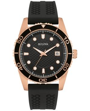Bulova Men's Black Silicone Strap Watch 43mm 98b262