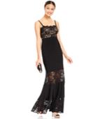 Xscape Tiered-waist Lace Gown