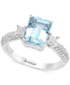 Gemstone Bridal By Effy Aquamarine (2-1/4 Ct. T.w.) & Diamond (3/8 Ct. T.w.) Ring In 18k White Gold