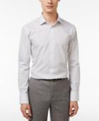 Tallia Men's Slim-fit White Geometric Neat-print Cotton Shirt