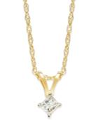 10k Gold Necklace, Diamond Accent Princess-cut Pendant