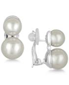 Majorica Sterling Silver Imitation Pearl Clip-on Drop Earrings