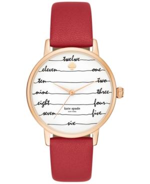 Kate Spade New York Women's Metro Red Leather Strap Watch 34mm Ksw1061