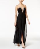 B & A By Betsy & Adam Strapless Embellished Gown