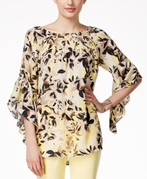 Alfani Printed Smock-neck Peasant Top, Only At Macy's
