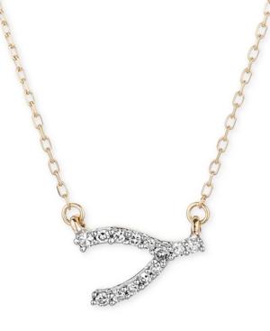 Elsie May Diamond Accent Wishbone 16 Pendant Necklace In 14k Gold