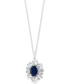 Royale Bleu Effy Sapphire (1-3/8 Ct. T.w.) And Diamond (1/2 Ct. T.w.) Pendant Necklace In 14k White Gold