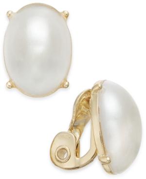 Charter Club Gold-tone Imitation Pearl Clip-on Stud Earrings, Created For Macy's