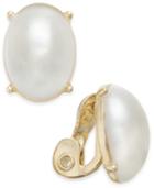 Charter Club Gold-tone Imitation Pearl Clip-on Stud Earrings, Created For Macy's