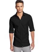 Alfani Men's Long-sleeve Slim-fit Solid Textured Shirt, Created For Macy's