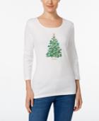 Karen Scott Petite Christmas Tree Graphic Top, Only At Macy's