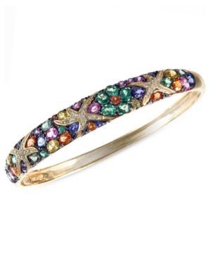 Watercolors By Effy Multicolor Sapphire (7-5/8 Ct. T.w.) And Diamond (1/4 Ct. T.w.) Starfish Bangle In 14k Gold