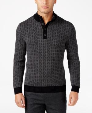 Tasso Elba Men's Big And Tall Jacquard Four-button Geometric Sweater, Only At Macy's