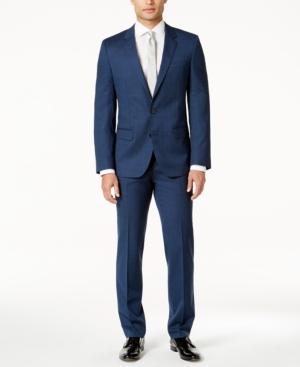 Hugo Men's Slim-fit High Blue Shadow Grid Suit