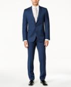 Hugo Men's Slim-fit High Blue Shadow Grid Suit