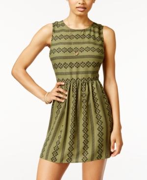 City Studios Juniors' Sleeveless Printed Fit & Flare Dress