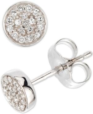Elsie May Diamond Cluster Button Stud Earrings (1/10 Ct. T.w.) In Sterling Silver