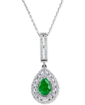 Emerald (9/10 Ct. T.w.) And Diamond (5/8 Ct. T.w.) Pendant Necklace In 14k White Gold