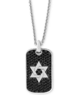 Effy Black Sapphire Star Of David Dog Tag 22 Pendant Necklace (2 Ct. T.w.) In Sterling Silver