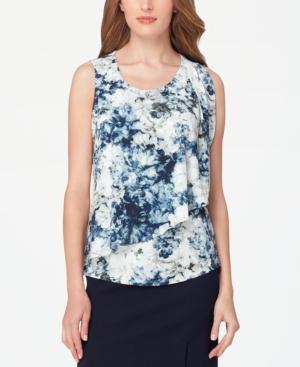 Tahari Asl Printed Draped Top