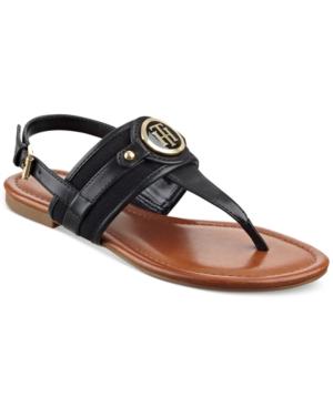 Tommy Hilfiger Shane Logo T-strap Slingback Sandals Women's Shoes