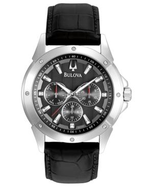 Bulova Watch, Men's Black Leather Strap 43mm 96c113