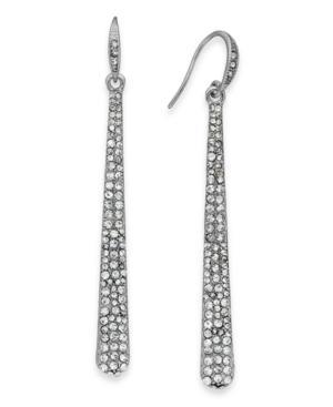 Abs By Allen Schwartz Silver-tone Crystal Pave Linear Drop Earrings