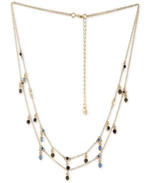 Rachel Rachel Roy Gold-tone Blue & Black Stone Double-layer Necklace
